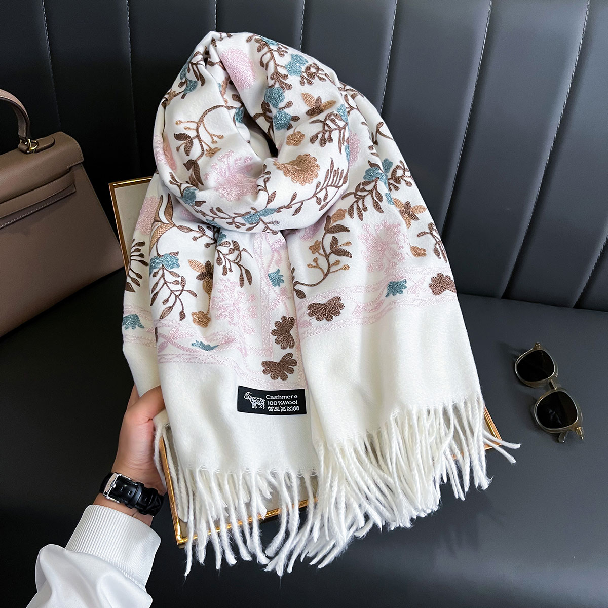 Woven Scarf Blanket - ฤดูหนาวใหม่ผ้าพันคอผ้าพันคอผ้าพันคอผู้หญิงเย็บปักถักร้อย Pashmina ผ้าห่มหนา Shawl Wrap Neckerchief