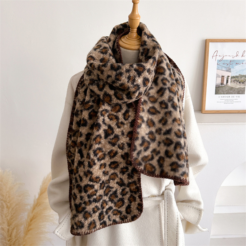 Pashmina Wrap Large - ผ้าพันคอลายเสือดาวสำหรับฤดูใบไม้ร่วงและฤดูหนาว ผ้าคลุมไหล่หรูหราสำหรับผู้หญิง กันลม ให้ความอบอุ่น ผ้าพันคอพัชมีนา ผ้าห่มขนาดใหญ่
