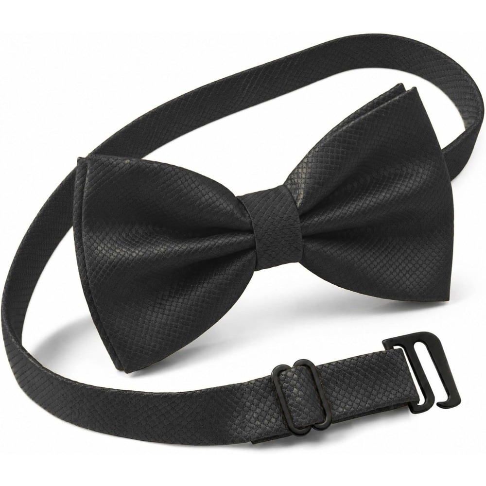 Bow Tie Pre Tied - โบว์ไทโพลีเอสเตอร์แบบผูกสำเร็จรูปสำหรับผู้ชาย - โบว์ไททักซิโด้แบบปรับได้สำหรับงานแต่งงานและของขวัญสำหรับเจ้าบ่าว