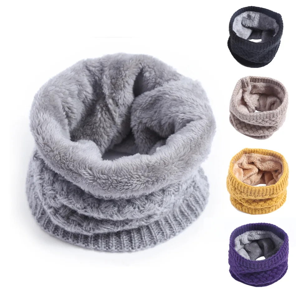 Infinity Scarf Knit - เด็กหญิง/เด็กชายฤดูหนาวถักผ้าพันคออินฟินิตี้ขนแกะขั้วโลกคออุ่น