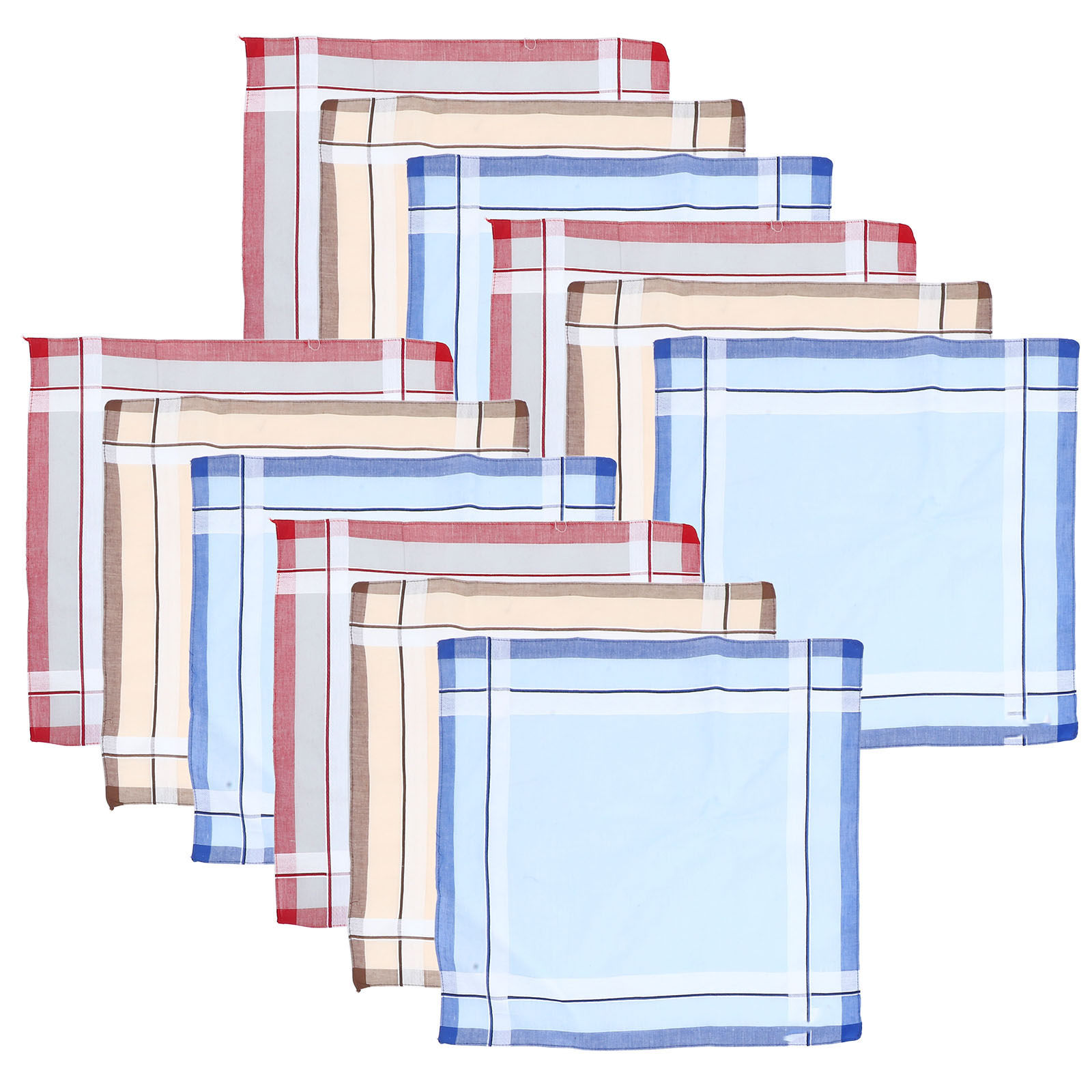 Handkerchief Cotton Men - ผ้าเช็ดหน้าผู้ชาย 12 ชิ้น ผ้าฝ้ายเนื้อนุ่ม ซึมซับได้ดี ผ้าเช็ดหน้าทรงสี่เหลี่ยม