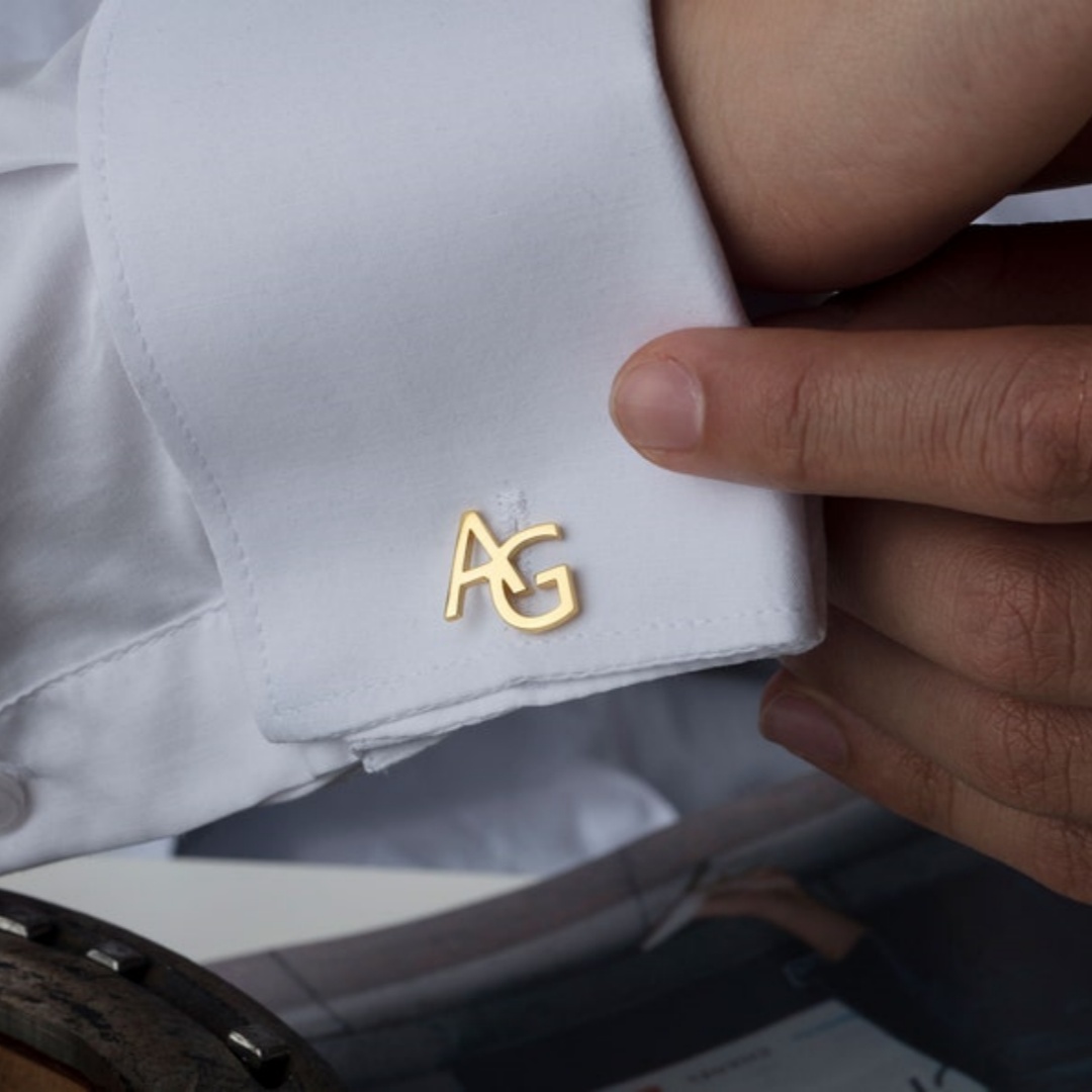 Tie Clip Silver - กระดุมข้อมือสแตนเลสสตีลแบบกำหนดเองสำหรับผู้ชาย ตัวอักษรแบบส่วนตัว ของขวัญงานแต่งงานสำหรับเจ้าบ่าวและเพื่อนเจ้าบ่าว
