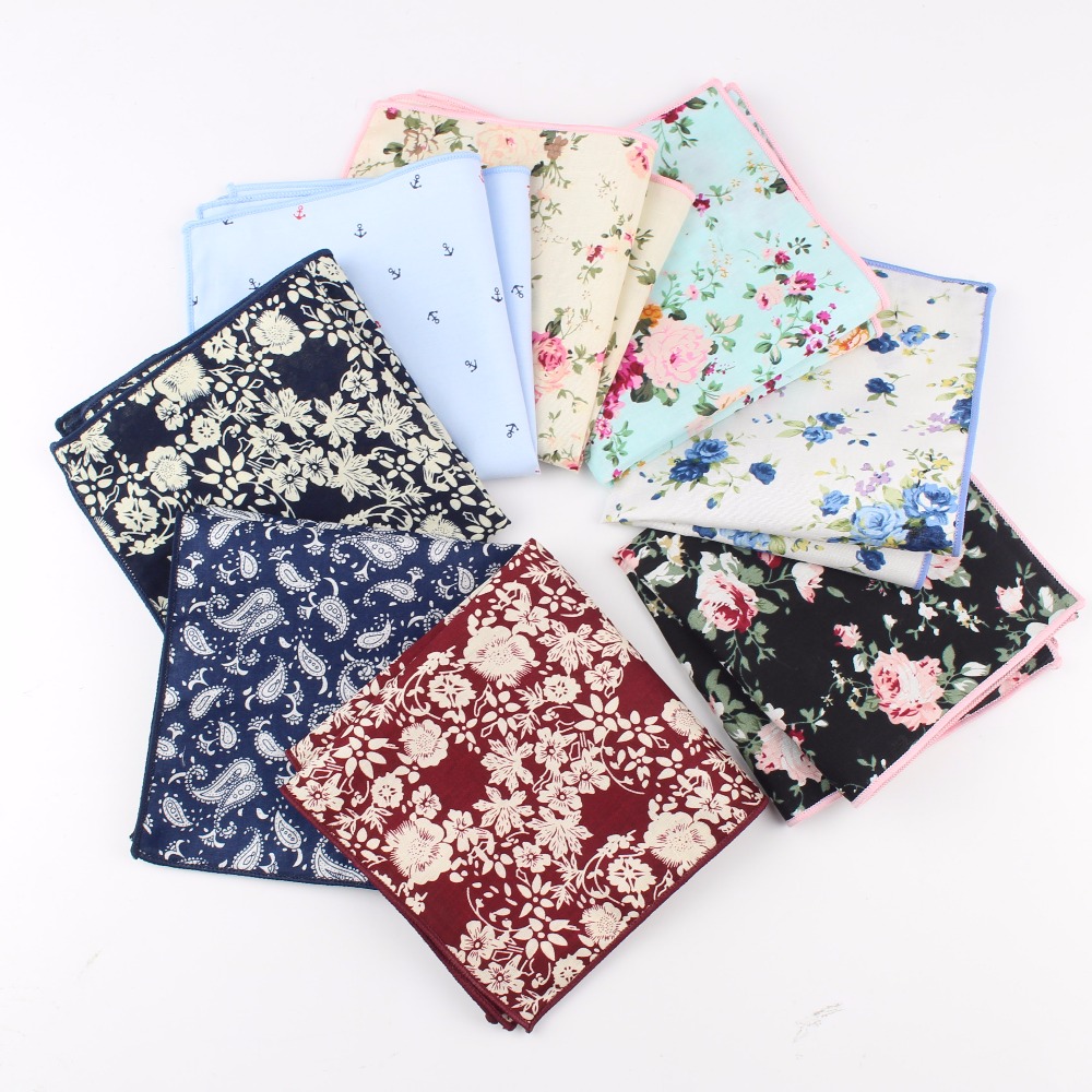 Handkerchief Cotton Men - Paisley ผ้าเช็ดหน้าผ้าฝ้ายทอดอกไม้การพิมพ์ดอกไม้พ็อกเก็ตสแควร์บุรุษแบบสบายๆกระเป๋าผ้าเช็ดหน้าผ้าขนหนู
