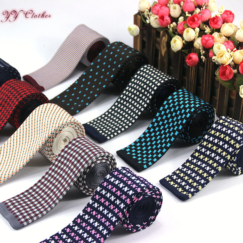 Skinny Tie Men - ใหม่ร้อนแฟชั่นชาย Slim Designer ถักคอผูก Cravate แคบ