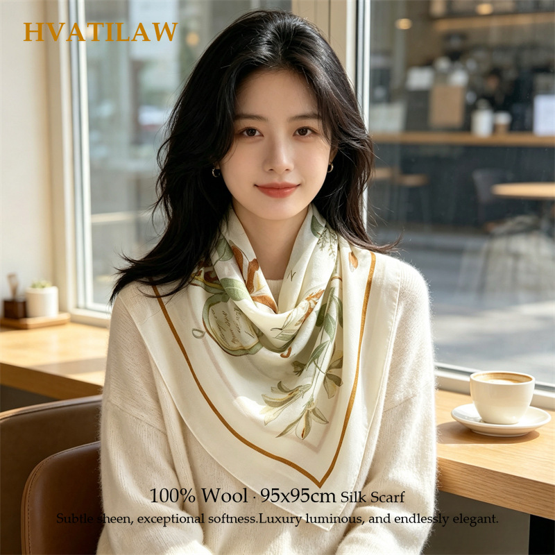 Pashmina Wrap Large - ผ้าพันคอขนสัตว์แท้ 100% สำหรับผู้หญิง หรูหรา อบอุ่นในฤดูหนาว ผ้าพันคอแบบยาวคลุมไหล่