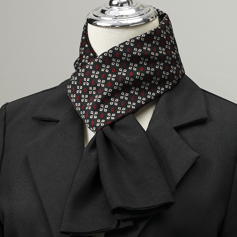 Ascot Neck Scarf - ผ้าพันคอผู้ชาย ผ้าไหมเทียม ผ้าพันคอสี่เหลี่ยมเล็ก สำหรับผูกคอเสื้อสูท ปกเสื้อเชิ้ต ผ้าพันคอธุรกิจ