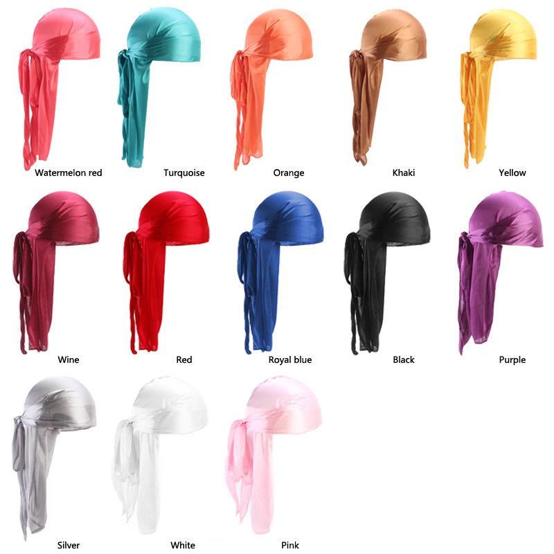 Bandana Doo Rag - ผู้ชาย Silky Durags Bandanas Turban หมวกวิกผม
