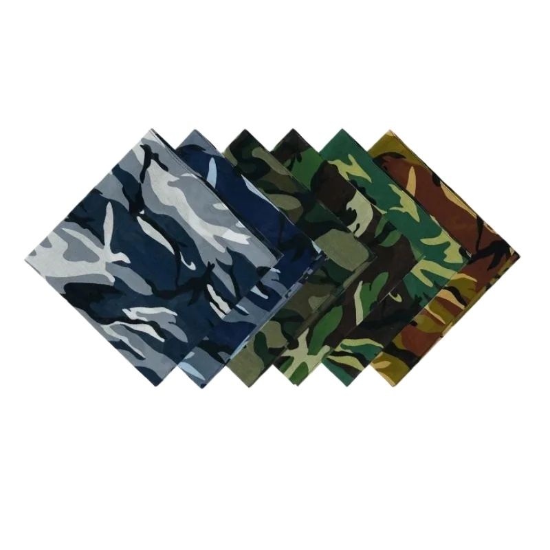Face Scarf Mask - ผ้าโพกหัวลายพรางกลางแจ้ง53x53ซม. ผ้าโพกศีรษะแนวสตรีทฮิปฮอปย้อนยุคไม่ซีด