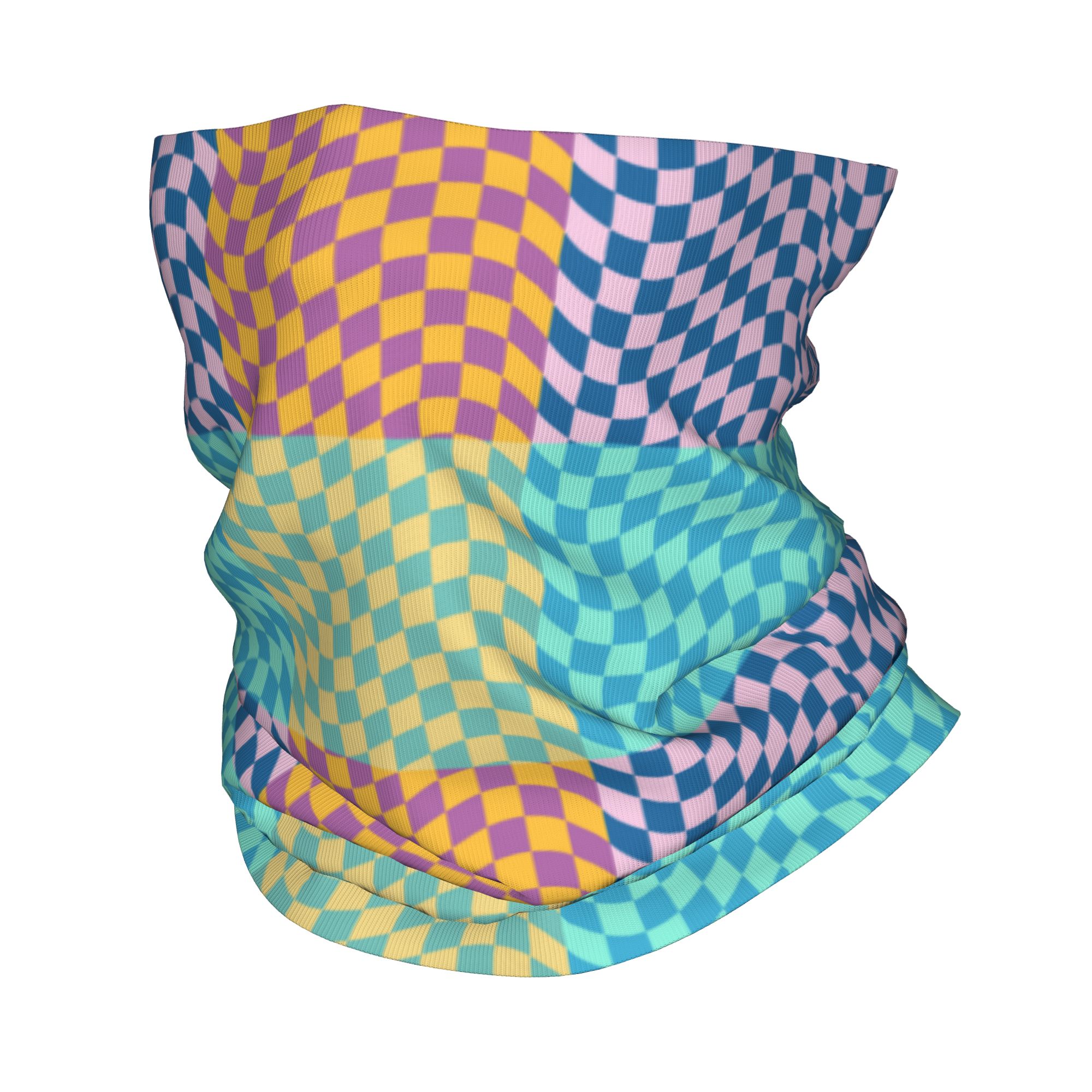 Neck Warmer Tube - ผ้าพันคอแบบเช็คเกอร์สีตามสั่ง ป้องกันลม ผ้าคลุมหน้า ผ้าคลุมศีรษะ สำหรับผู้ชายและผู้หญิง
