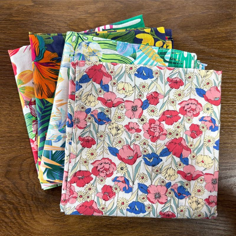 Bandana Cotton - ผ้าพันคอพิมพ์ลายใบไม้ดอกไม้ขนาด 70 ซม. สำหรับผู้หญิง ผ้าพันคอเพสลีย์ ผ้าฝ้าย