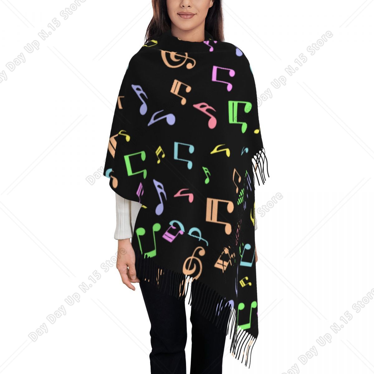 ผ้าคลุมไหล่ลายโน้ตดนตรีน่ารักแ - Pashmina Wrap Large บทวิจารณ์และราคา