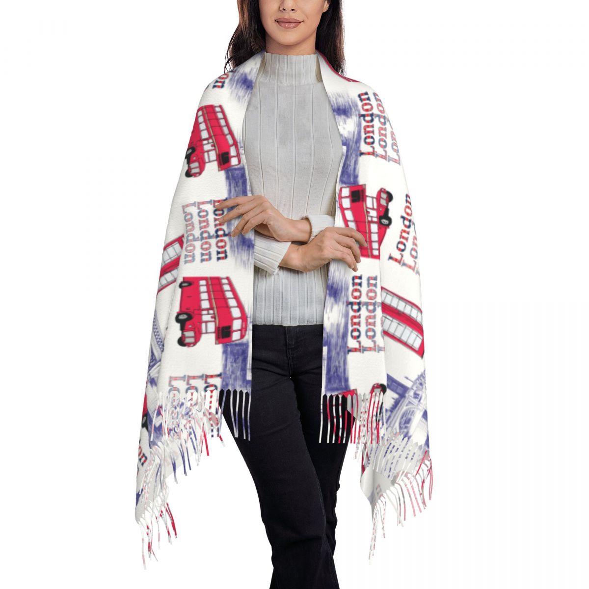 ผ้าคลุมไหล่ลายพิมพ์อังกฤษ สไตล - Pashmina Wrap Large บทวิจารณ์และราคา