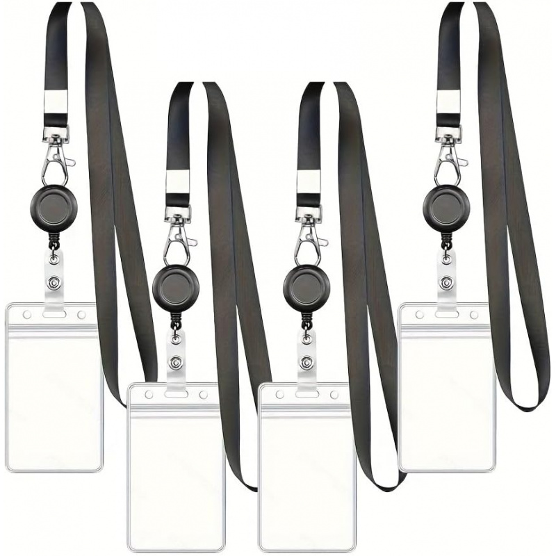 สายคล้องคอแบบยืดหดได้ 4 ชิ้น ส - Lanyard Badge Holder บทวิจารณ์และราคา