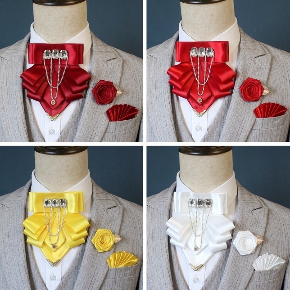 ชุดเข็มกลัดโบว์ผูกคอพร้อมพู่ 3 - Pocket Square Set บทวิจารณ์และราคา