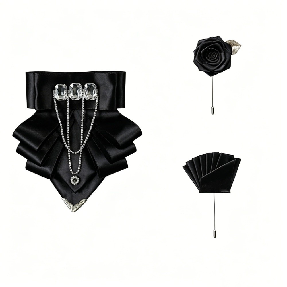 ชุดเข็มกลัดโบว์ผูกคอพร้อมพู่ 3 - Pocket Square Set บทวิจารณ์และราคา