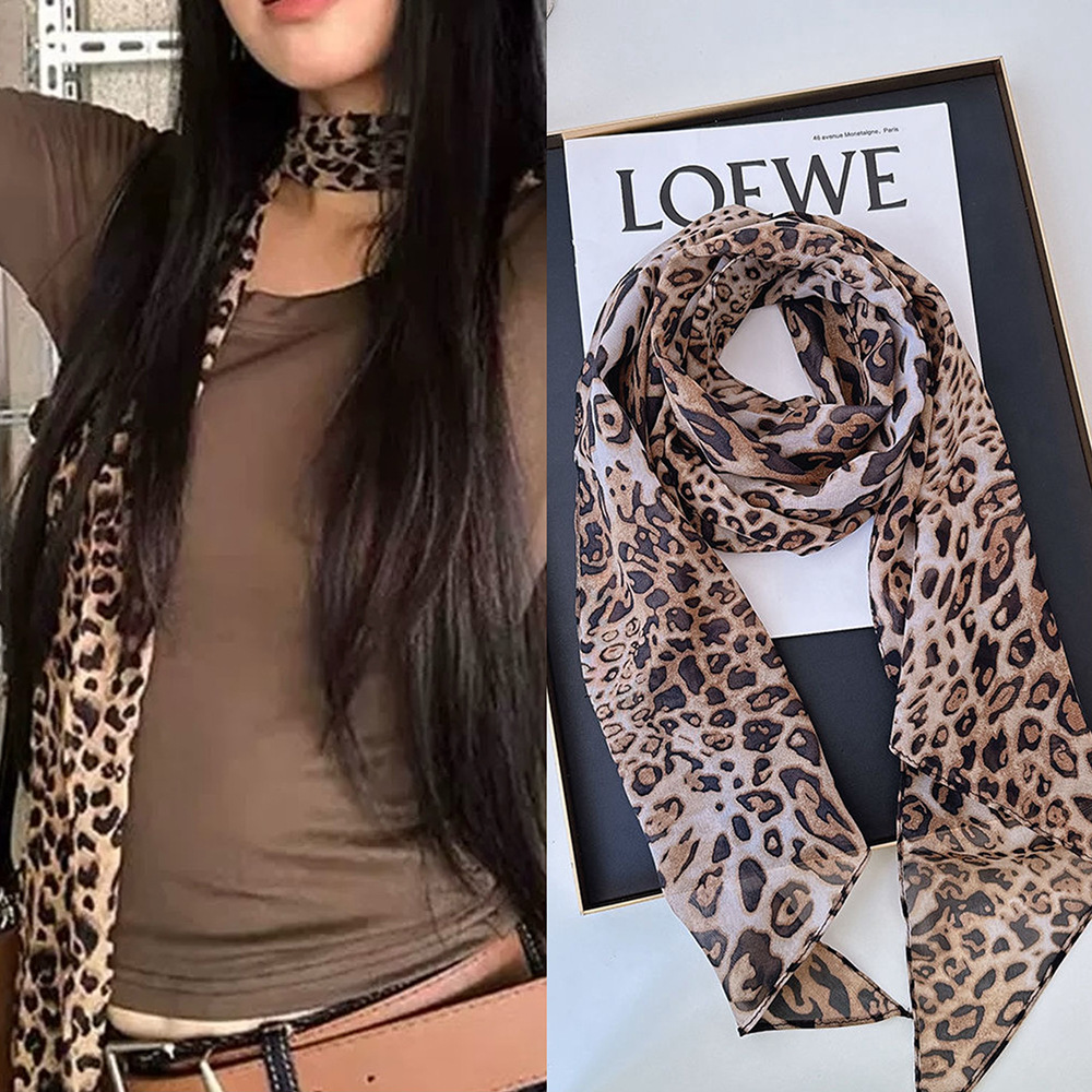 เสือดาวขนาดเล็กยาวผ้าพันคอผ้าไ - Ascot Neck Scarf บทวิจารณ์และราคา
