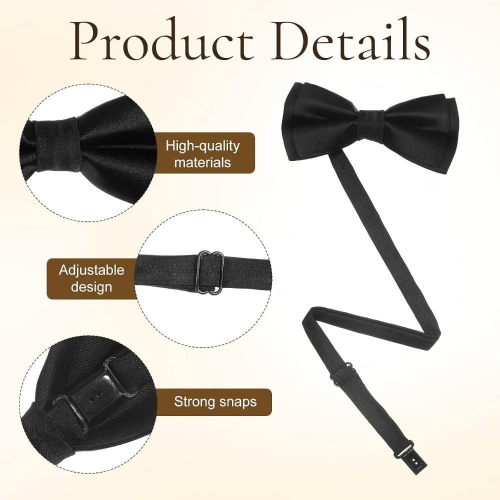 โบว์ไทผู้ชาย แพ็ค 2 ชิ้น สีพื้ - Bow Tie Pre Tied บทวิจารณ์และราคา