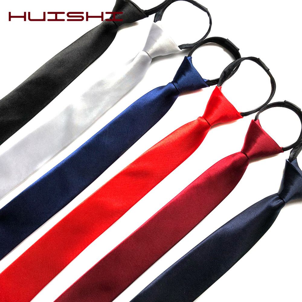 HUISHI Pre-tied Zipper Tie คอ  - Skinny Tie Men บทวิจารณ์และราคา