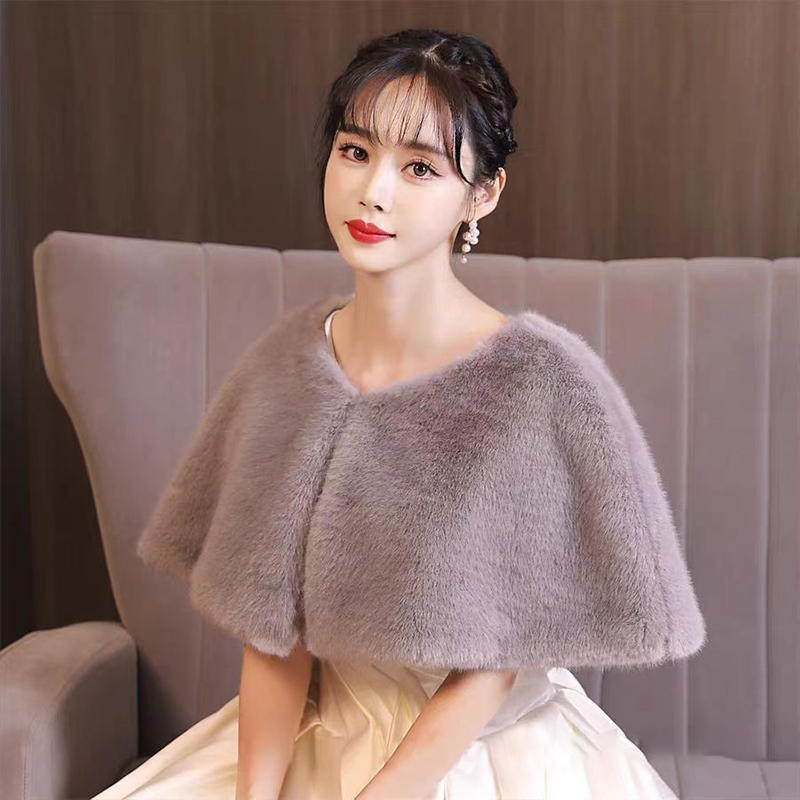 ผู้หญิงฤดูหนาว Faux FUR Shawl  - Stole Wedding Shawl บทวิจารณ์และราคา