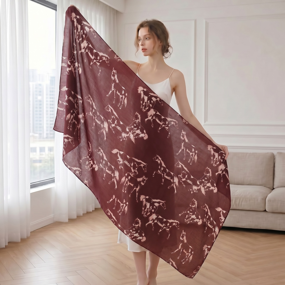 ผ้าพันคอผู้หญิง ผ้าฝ้าย ฮิญาบม - Pashmina Wrap Large บทวิจารณ์และราคา