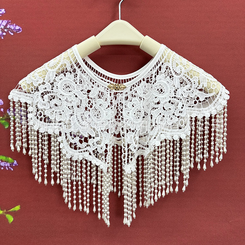 ผ้าคลุมไหล่ประดับพู่มุกวินเทจ  - Stole Wedding Shawl บทวิจารณ์และราคา