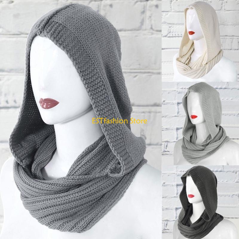 Y5GC ผู้หญิงฤดูหนาวถักฮู้ดสำหร - Infinity Scarf Knit บทวิจารณ์และราคา